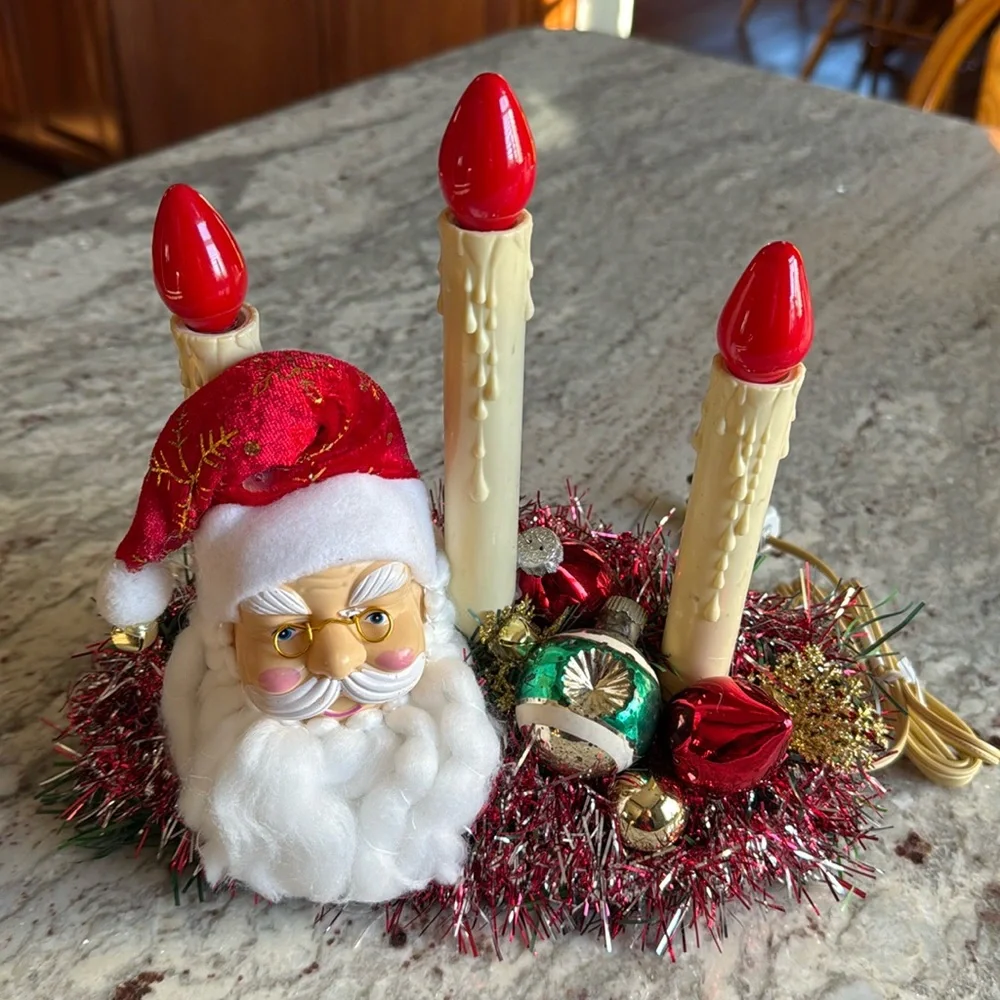 Vintage Santa Decorated Christmas Candle